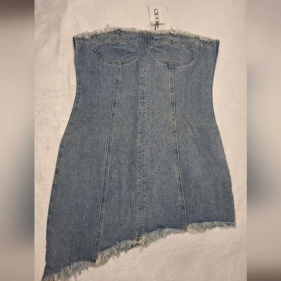 Cider Strapless Denim Dress - Picture 1 of 16